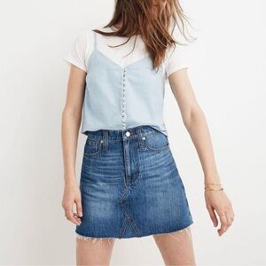 Madewell rigid denim a-line mini skirt